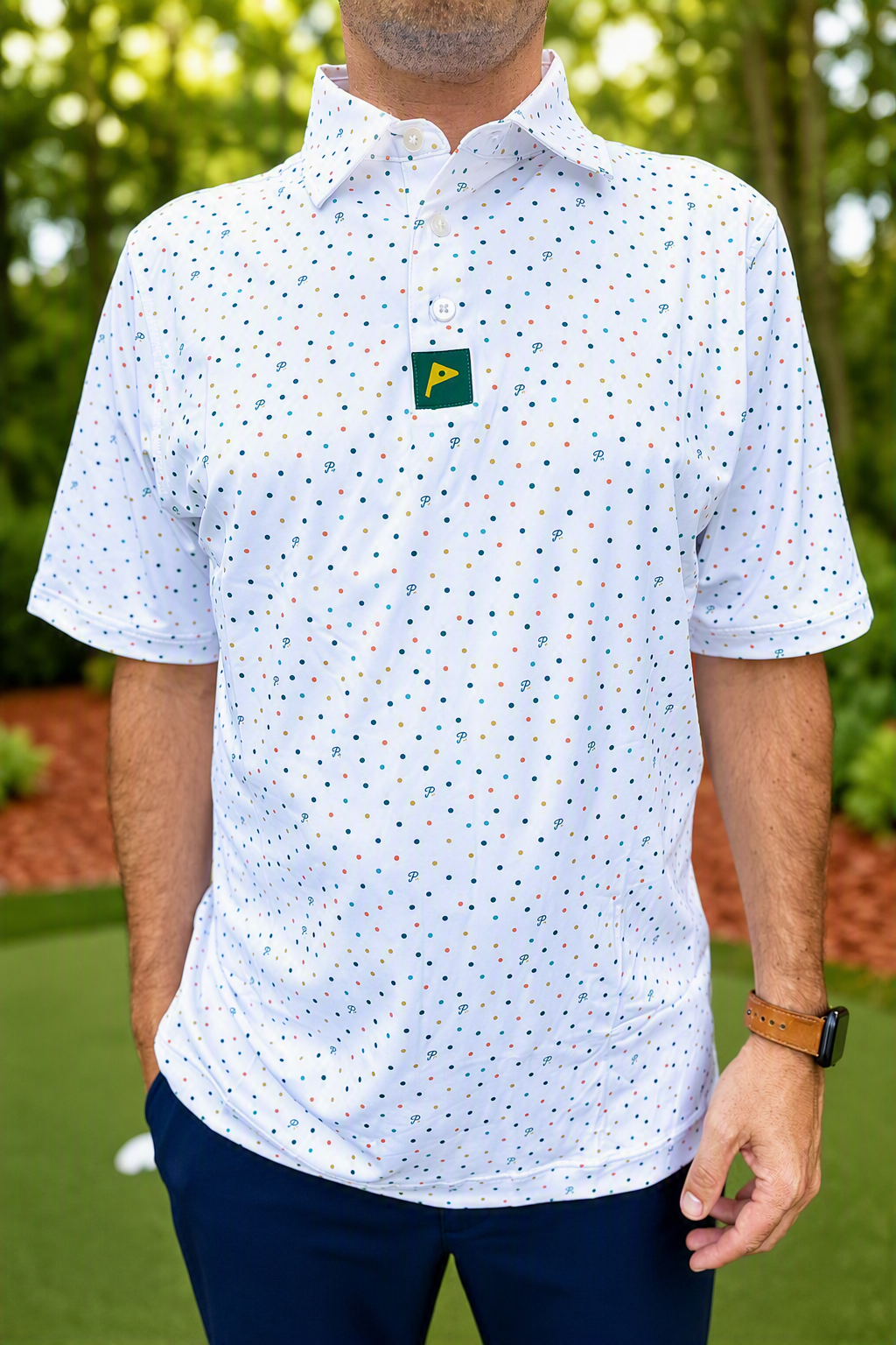 Premium Performance Golf Polo – Par Plus – Confetti White
