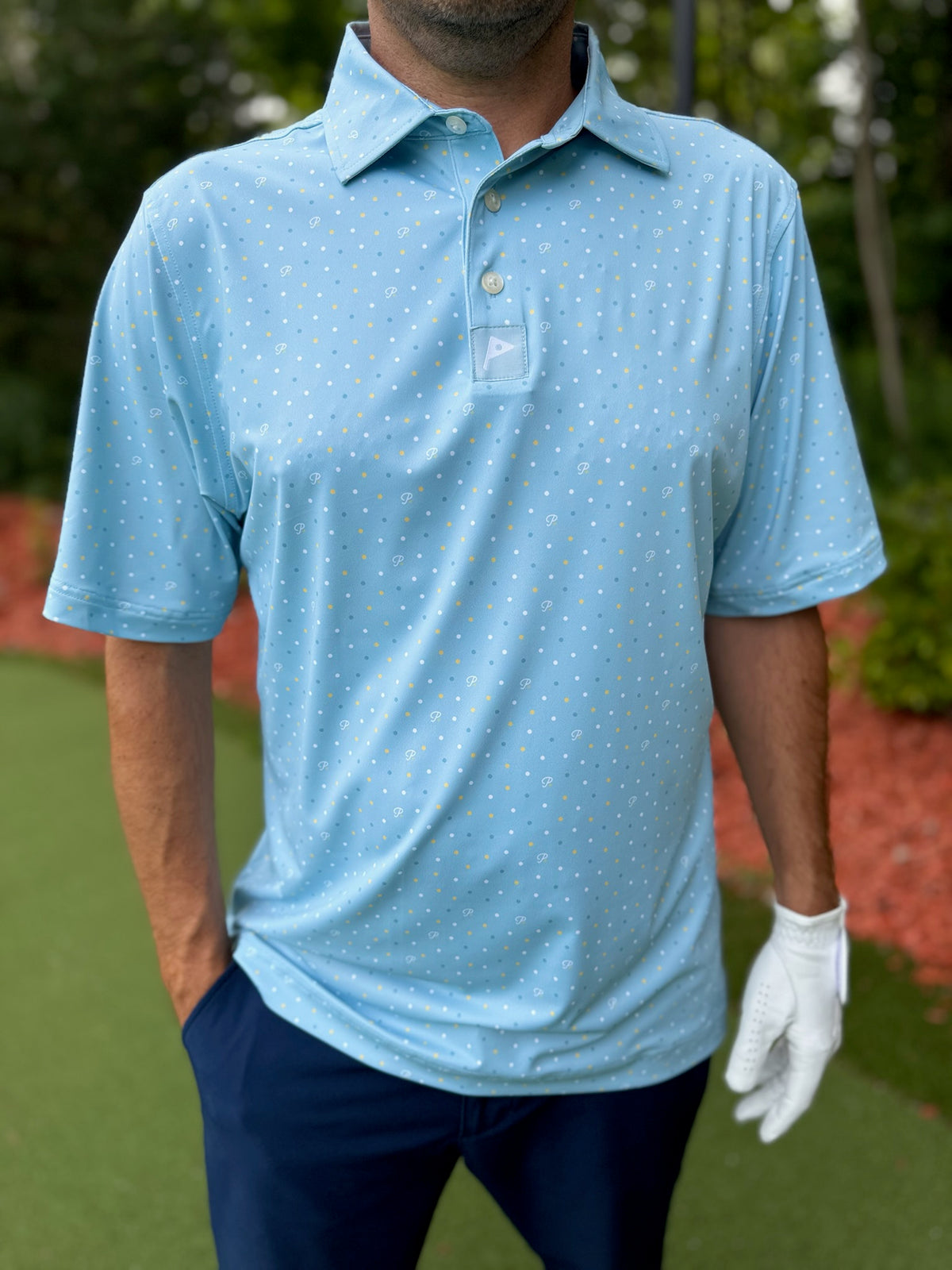 Premium Performance Golf Polo – Par Plus – Confetti Blue