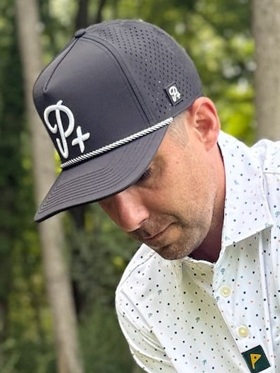 Premium Performance Flat Brim Golf Hat – Par Plus Classic Black P+