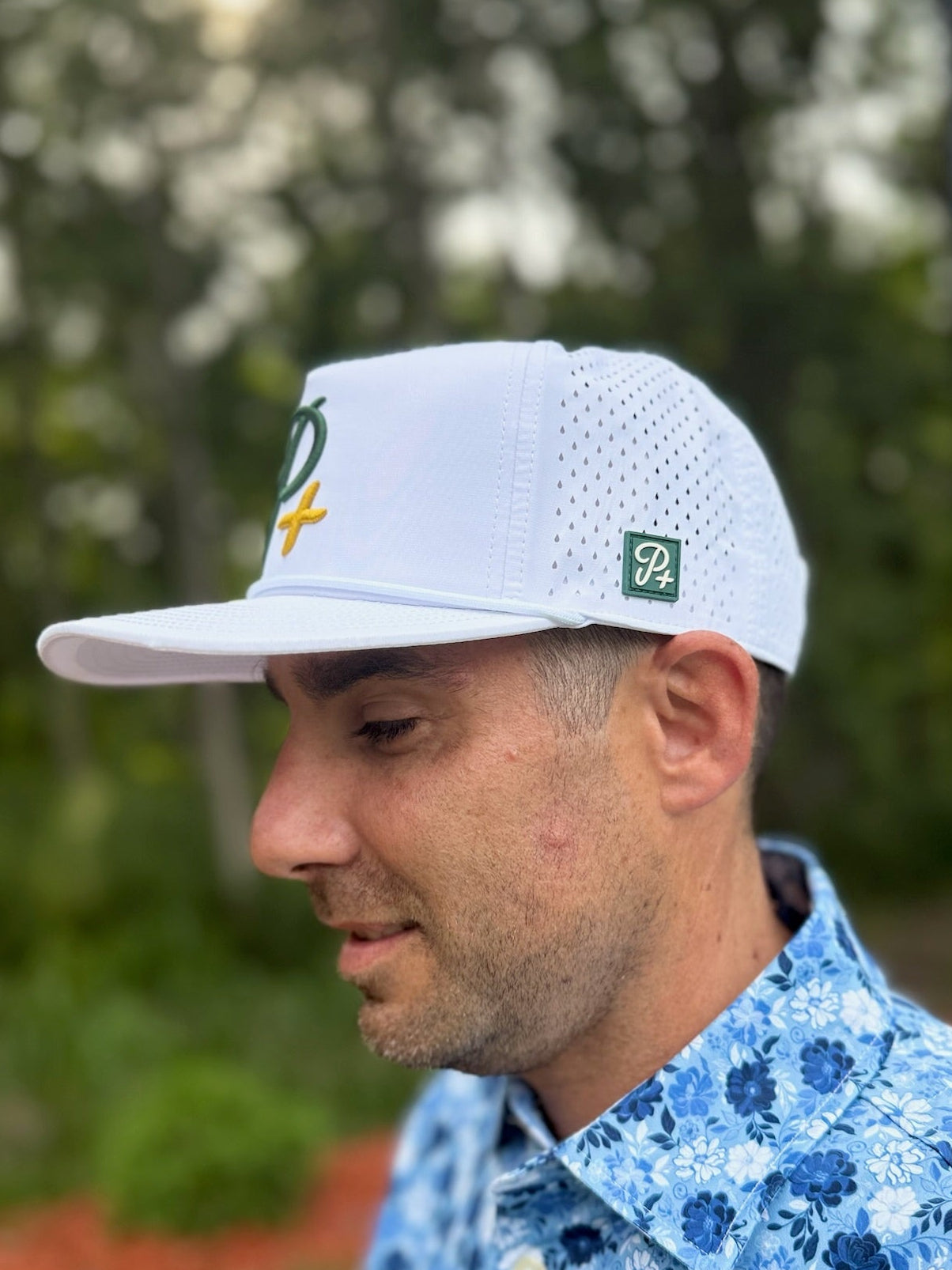 Premium Performance Curved Brim Golf Hat – Par Plus Classic White P+