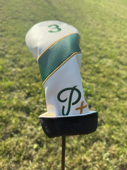 Par+ Classic Golf 3-Wood Headcover – White & Green