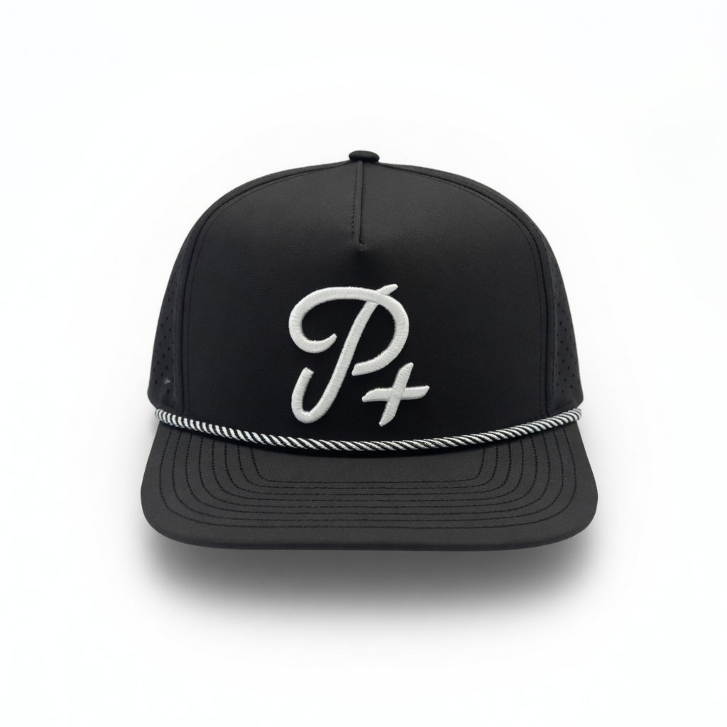Premium Performance Flat Brim Golf Hat – Par Plus Classic Black P+