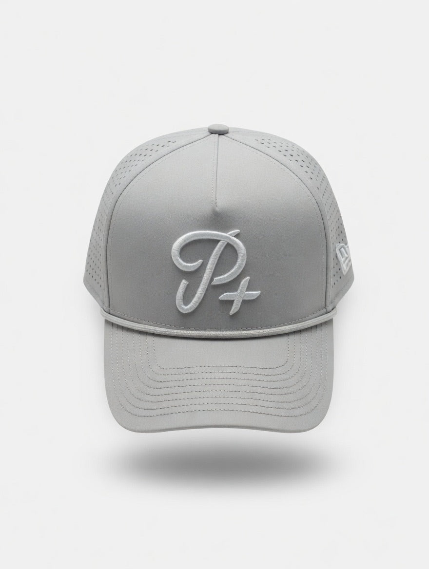Premium Performance Curved Brim Golf Hat – Par Plus P+, Lt Gray Color