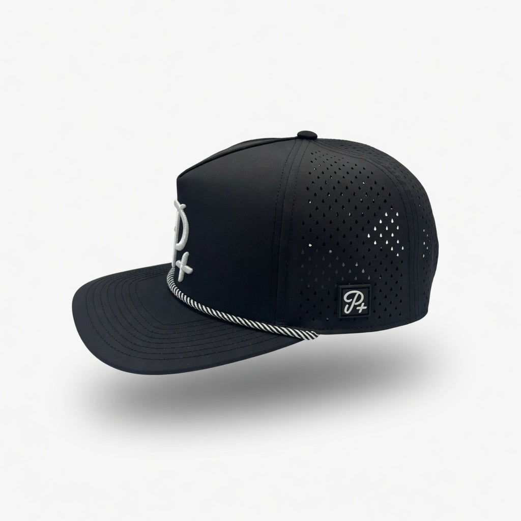Premium Performance Flat Brim Golf Hat – Par Plus Classic Black P+
