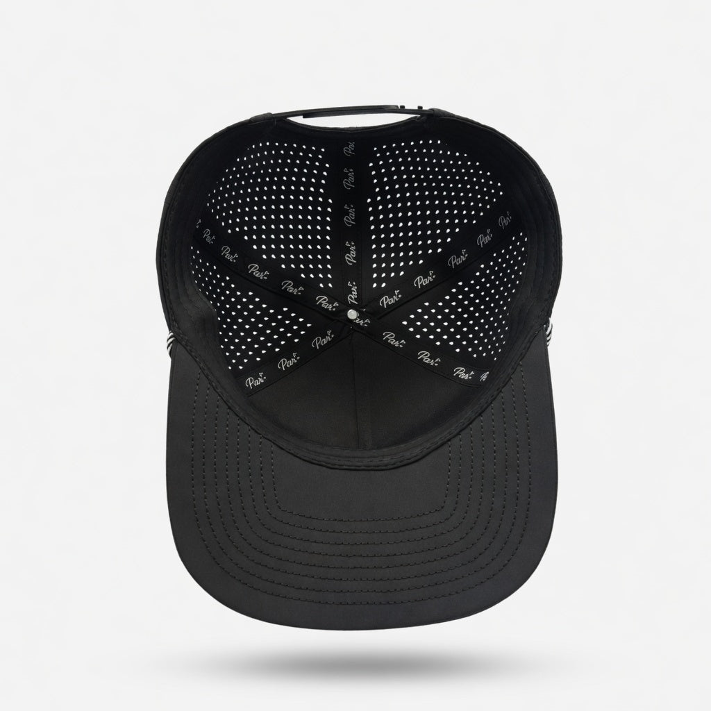 Premium Performance Flat Brim Golf Hat – Par Plus Classic Black P+