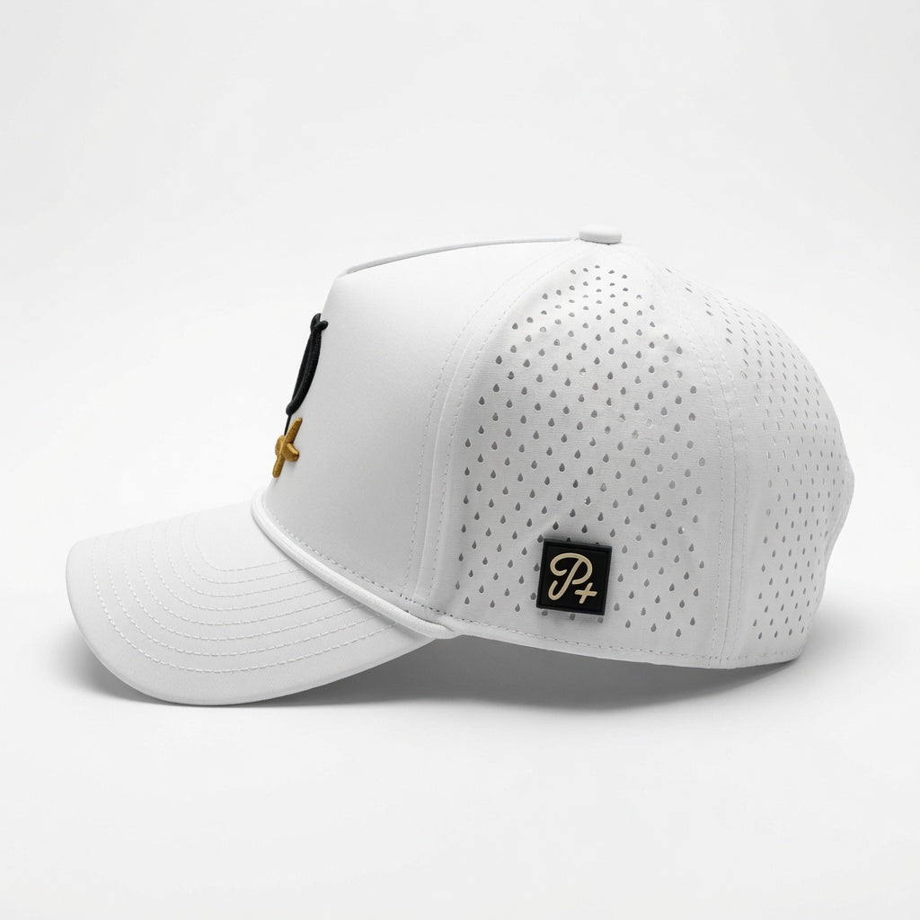 Premium Performance Curved Brim Golf Hat – Par Plus Classic White P+