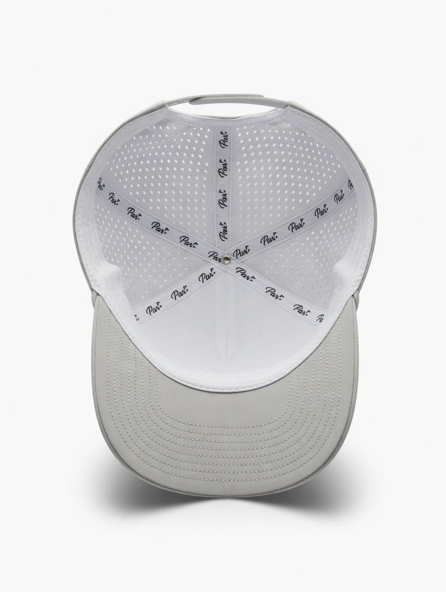 Premium Performance Curved Brim Golf Hat – Par Plus P+, Lt Gray Color