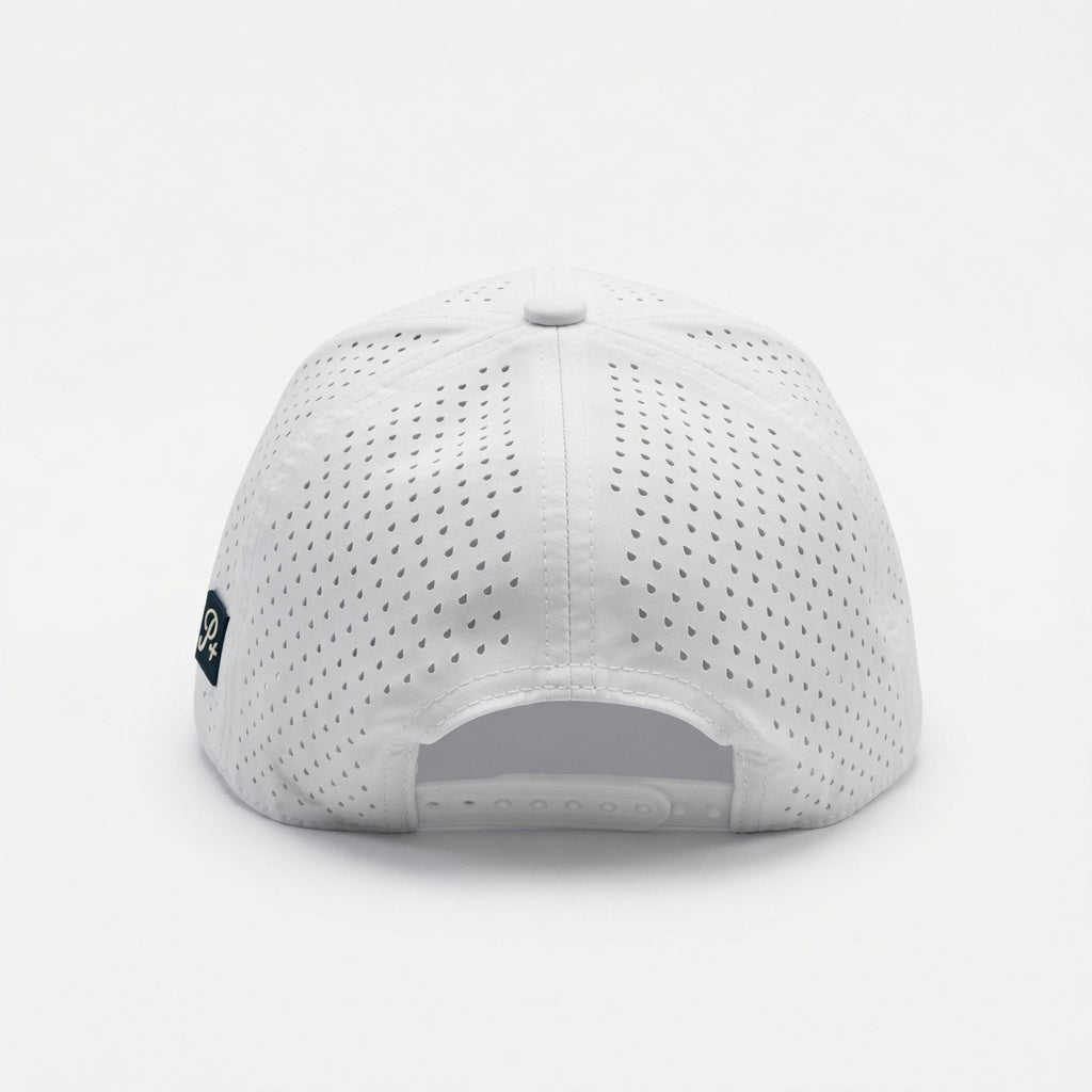 Premium Performance Flat Brim Golf Hat – Par Plus Classic White P+