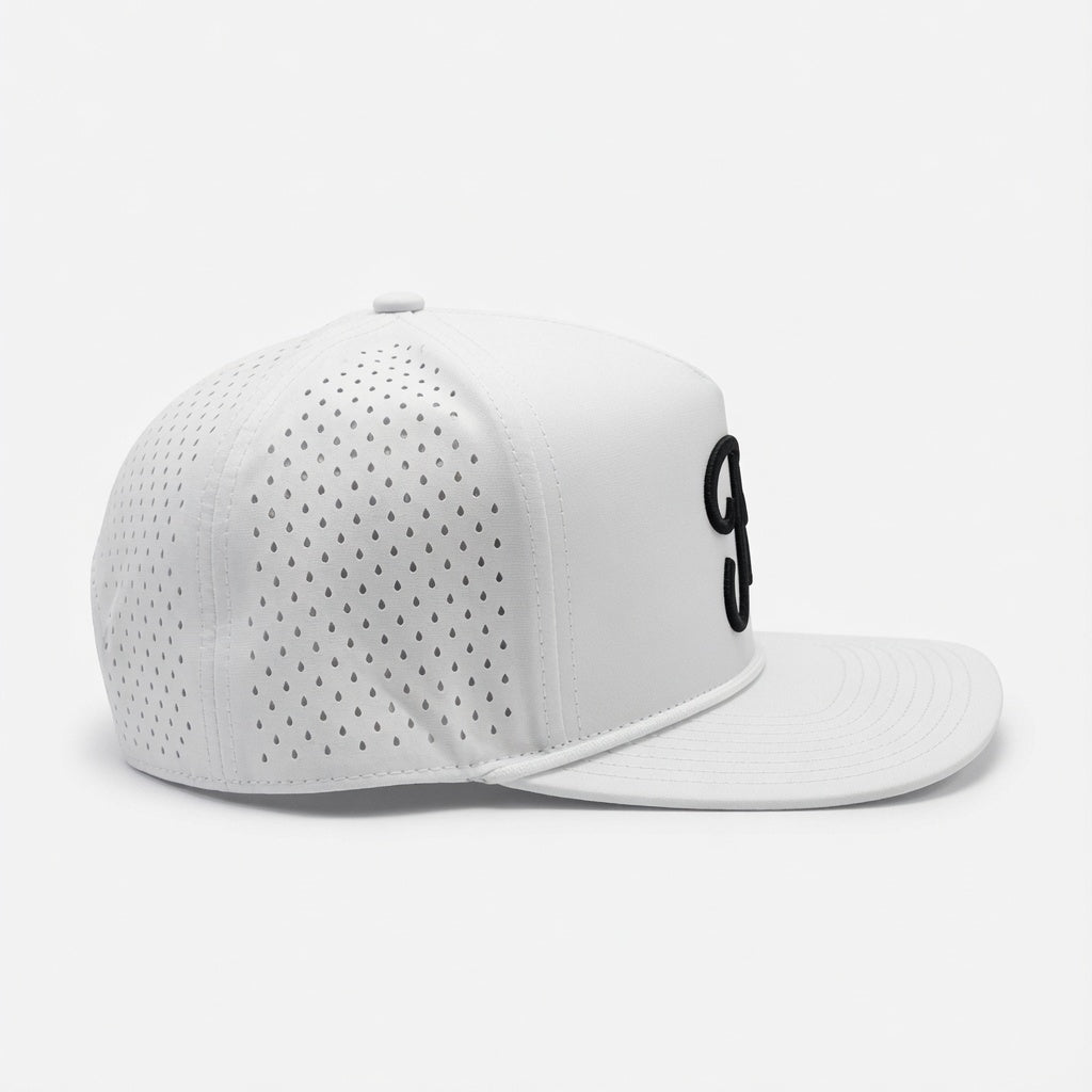 Premium Performance Flat Brim Golf Hat – Par Plus Classic White P+