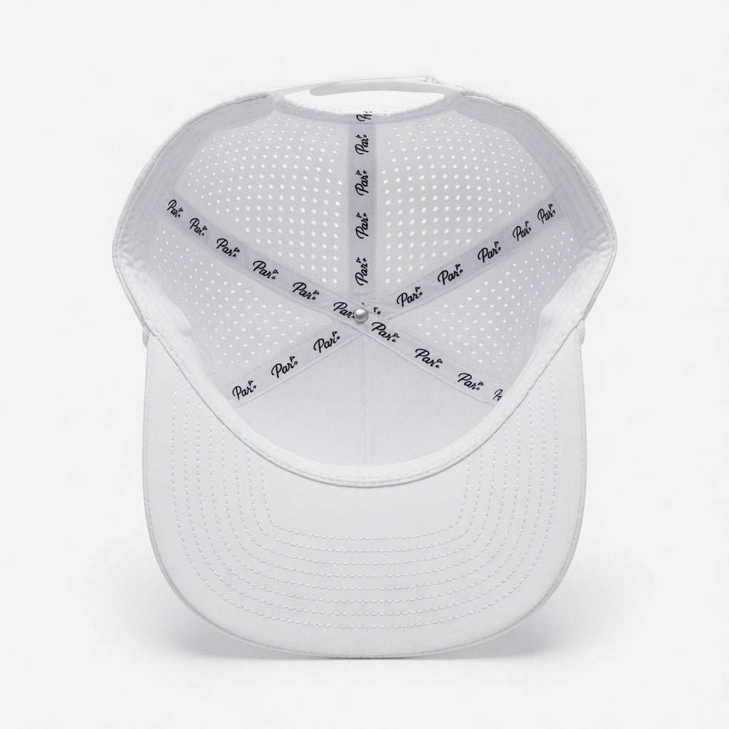 Premium Performance Flat Brim Golf Hat – Par Plus Classic White P+